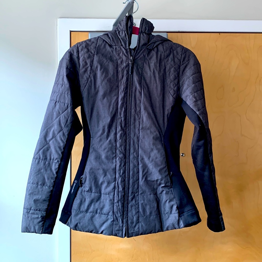 Light weight, grey coat with black detail